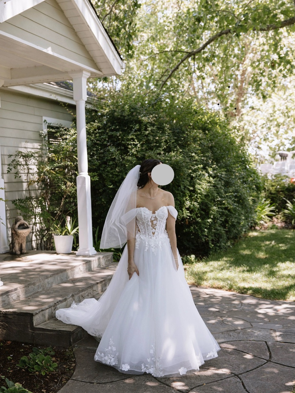 Off The Shoulder Lace Bodice Wedding Gown- Ivory with Sparkle